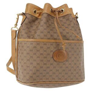 Authentic GUCCI Micro GG Supreme Shoulder Bag PVC Beige Gold 001 904 0791